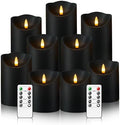 Nimiko Flameless Candles with Remote, Battery Operated Flickering Flameless Candles, LED Candles with Timer 2/4/6/8H, with Realistic LED Candles Set of 9 (D3 x H 3" 4" 5" 6" 7") (Black) by Nimiko