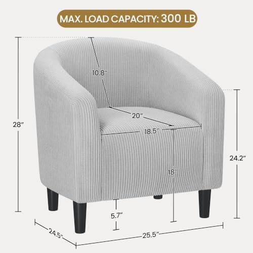 Yaheetech Small 25.5in Wide Corduroy Accent Chair for Bedroom, Light Gray - Image 3