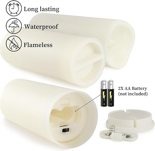 YOROXRG Set of 96 Waterproof Outdoor Flameless Candles, LED Candles with 4 Remote and Timer,(H 4" 5" 6" x D 2.2"),for Halloween Wedding Festival - Image 6