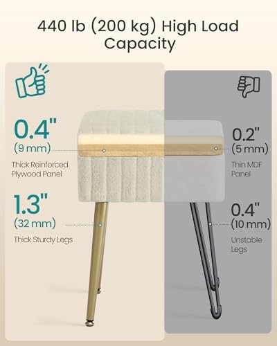 SONGMICS Vanity Stool Chair with Storage, Metal Legs, Max. Load 440 lb - Image 6