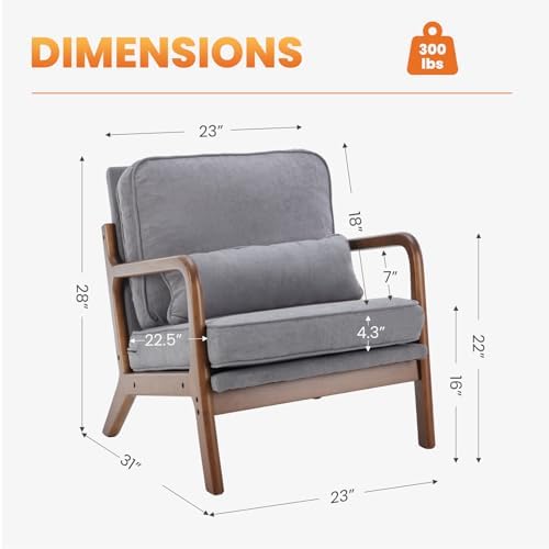 DUMOS Mid Century Accent Chairs Set of 2, 16'' Seat Height Lounge Chair - Image 2