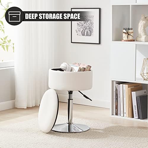 Adjustable Vanity Stool with Storage Swivel Vanity Chair Makeup - Image 6