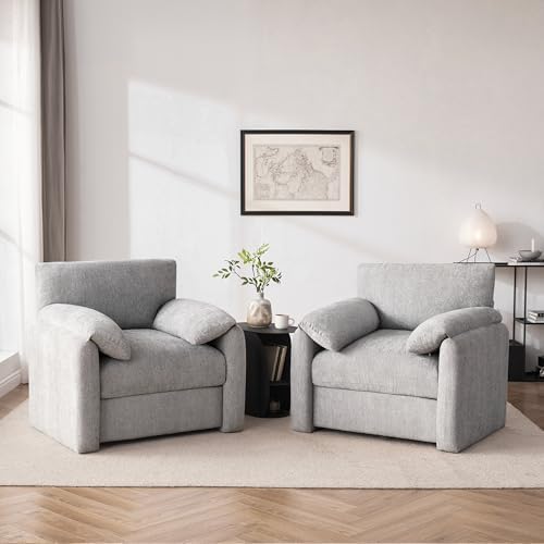 Howjoe Accent Chair for Living Room, Oversized Reading Armchair, LightGray - Image 4