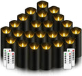 Nimiko Flameless Candles with Remote, Battery Operated Flickering Flameless Candles, LED Candles with Timer 2/4/6/8H, with Realistic LED Candles Set of 24 (D2.2 x H 5" 6" 7") (Black) by Nimiko