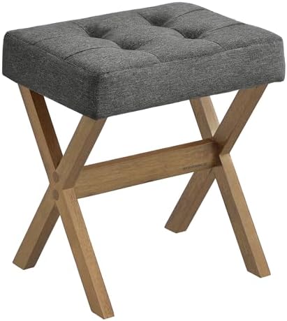 SONGMICS Makeup Stool, Padded Vanity Foot Rest, Solid Wood X Legs by SONGMICSbySONGMICSHOME