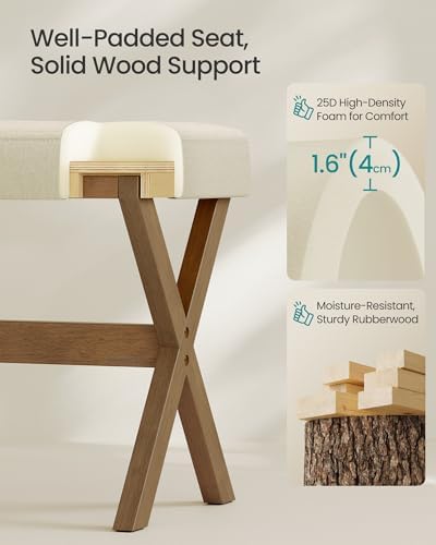 SONGMICS Makeup Stool, Padded Vanity Foot Rest, Solid Wood X Legs - Image 5