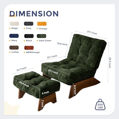 MAXYOYO Accent Chair with Ottoman, Lounge Chair with Adjustable Backrest - Image 2