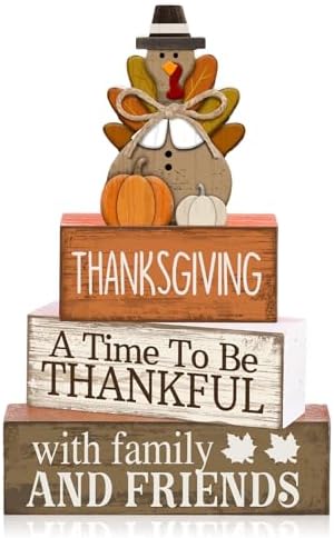 Lineshading 4 Pcs Fall Decoration For Home Wooden Thanksgiving Turkey Decor by Lineshading