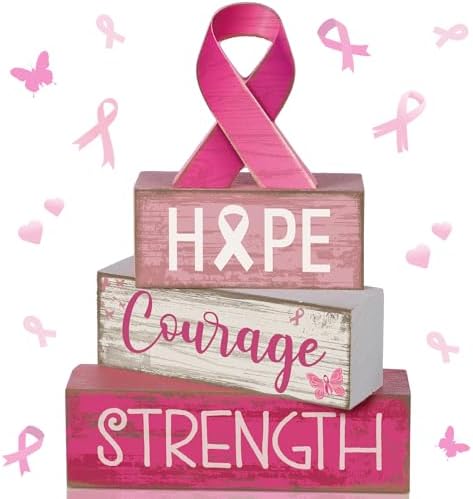 Lineshading 4 Pcs Breast Cancer Awareness Decor Pink Ribbon Table Decor by Lineshading