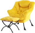 Tiita Lazy Chair with Ottoman, Comfy Reading Accent Chair, Velvet Yellow by TiitaHome