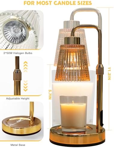 Gold Candle Warmer Lamp with 24h Cycle Timer, Dimmable Wax Melt Warmer - Image 6