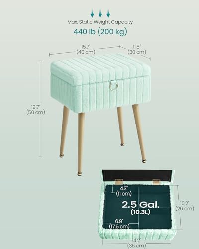 SONGMICS Vanity Stool Chair with Storage, Metal Legs, Max. Load 440 lb - Image 2
