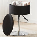 Adjustable Vanity Stool with Storage Swivel Vanity Chair Makeup Stool Black by RUCUKEN
