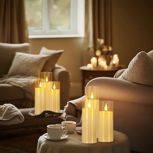 YOROXRG Flickering Flameless Candles Battery Operated with Remote,Led Pillar Candles with Realistic Moving Wick Candles for Halloween,Christmas,Home Decor Pack of 24 (D2.2 xH 5" 6" 7")(Ivory) - Image 5