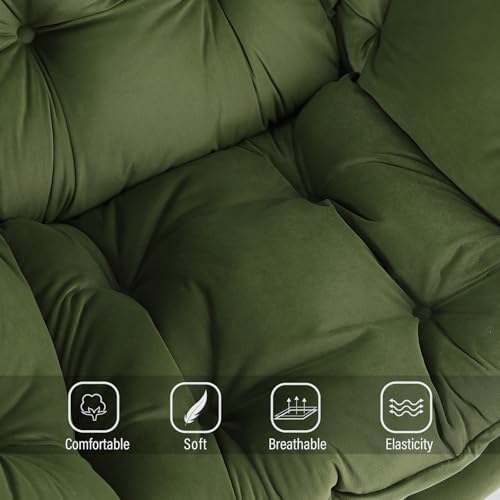 Welnow Lazy Chair with Ottoman, Reading Chair with Footrest, Army Green - Image 5