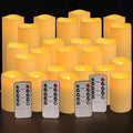 YOROXRG Set of 24 Waterproof Outdoor Flameless Candles, LED Candles with 4 Remote and Timer,(H 4" 5" 6" x D 2.2"),for Christmas,Halloween,Wedding,Festival by YOROXRG