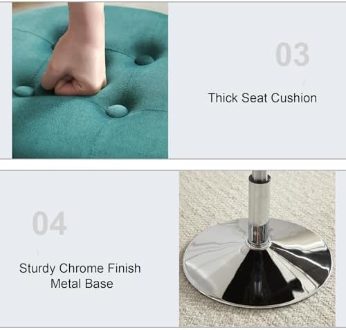Gitrah Teal Vanity Stool Chair Swivel Adjustable Comfortable Makeup Stool - Image 7