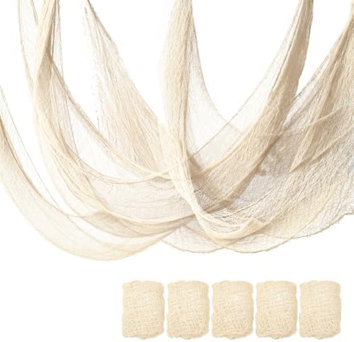 5 Pcs Beige Halloween Gauze Creepy Cloth Fabric Tapestry Decor Decorations by Qtisky