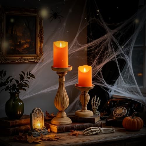 Nimiko Flameless Candles with Remote, Battery Operated Flickering Flameless Candles, LED Candles with Timer 2/4/6/8H, with Realistic LED Candles Set of 9 (D3 x H 3" 4" 5" 6" 7") (Orange) - Image 5