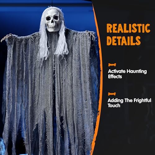 JOYIN 3 Pcs Hanging Halloween Skeleton Ghosts Decorations Outdoor, Grim Reapers for Best Halloween Outdoor Decorations, Haunted Haunted House Prop, Party Supplies - Image 4
