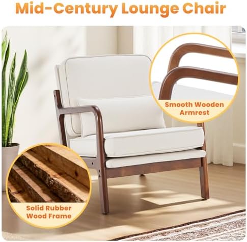 DUMOS Mid Century Modern Accent Chair, 16'' Seat Height Cozy Lounge Chair - Image 5