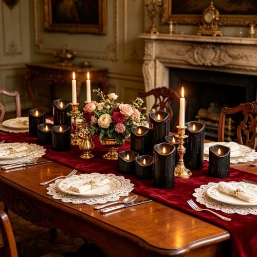 Nimiko Flameless Candles with Remote, Battery Operated Flickering Flameless Candles, LED Candles with Timer 2/4/6/8H, Realistic Drop Wax flameless Candle Set of 9 (D3 x H 3" 4" 5" 6" 7") (Black) - Image 6
