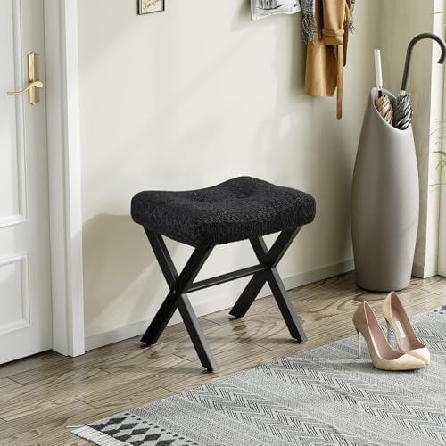 Memobarco 18-Inch Vanity Stool Chair, Black Makeup Stool - Image 6