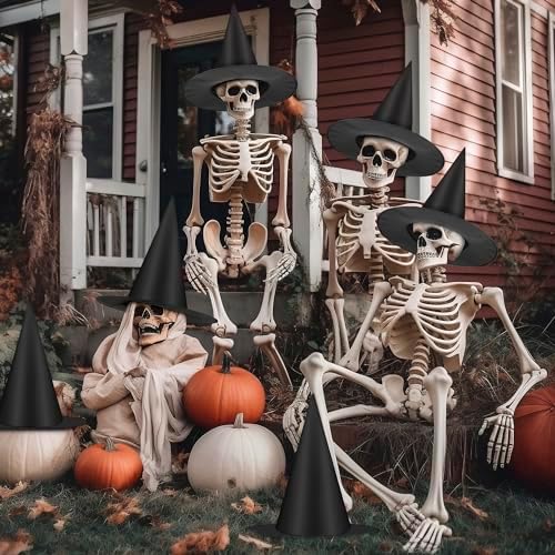 24 PCS Halloween Witch Hat with Nylon Ropes for Halloween Yard Decor - Image 5