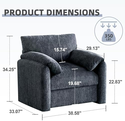 Howjoe Accent Chair for Living Room, Oversized Reading Armchair, Blue - Image 2