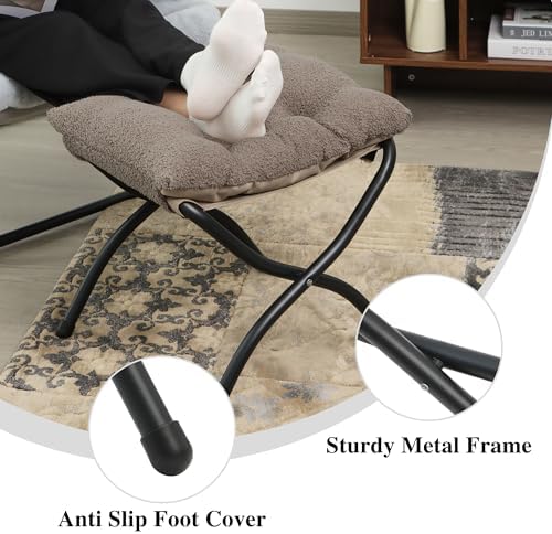 15"(H) Folding Ottoman, Foldable Footrest Stool, Portable Small Foot Stool for Couch, Collapsible Foot Rest Ottoman for Sofa, Padded Ottomans for Home, Living Room, Bedroom, Light Brown - Image 6