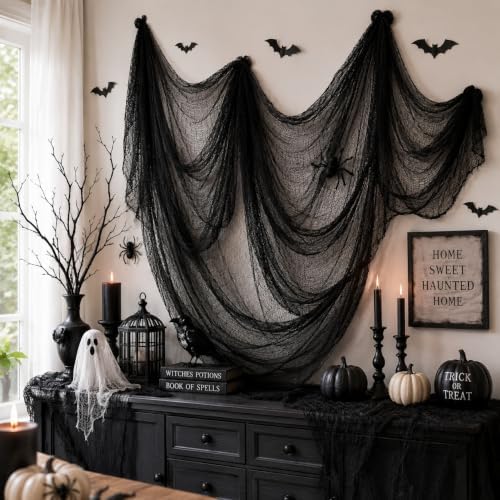 5 Pcs Black Halloween Gauze Creepy Cloth Fabric Tapestry Decor Decorations - Image 6