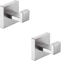 TASTOS Bath Towel Hooks Brushed Nickel, 2 Pack Stainless Steel Robe Coat and Clothes Hook, Heavy Duty Wall Hook for Bathroom & Kitchen, Modern Square Style Wall Mounted (Silver)