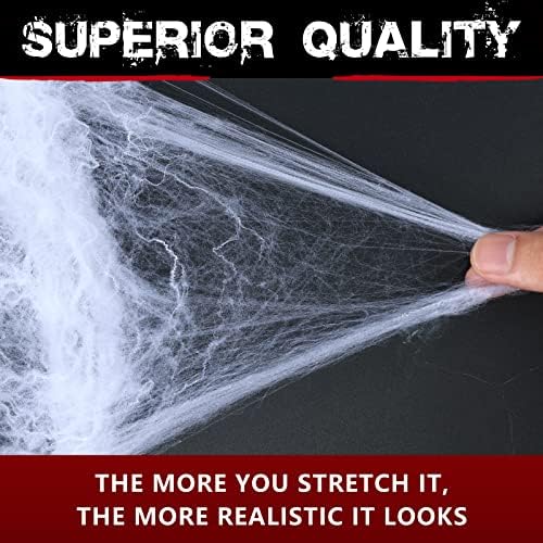 ZPISF 1400 sqft Halloween Spider Webs Decorations with 150 Extra Fake Spiders, Super Stretchy Cobwebs for Halloween Decor Indoor and Outdoor - Image 3