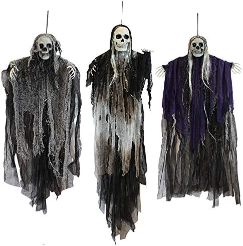 JOYIN 3 Pack Hanging Halloween Skeleton Ghosts Decorations, Grim Reapers for Best Halloween Outdoor Decorations by JOYIN