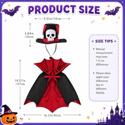 Halloween Porch Goose Outfit Vampire Cape Pumpkin‑Skull Party Hat, Red - Image 6
