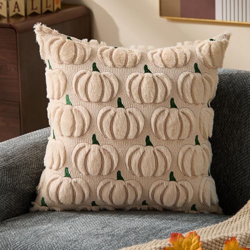DFXSZ Fall Pillow Covers 20x20 2Pcs Beige Green Rust Pumpkin Fall Decorations - Image 3