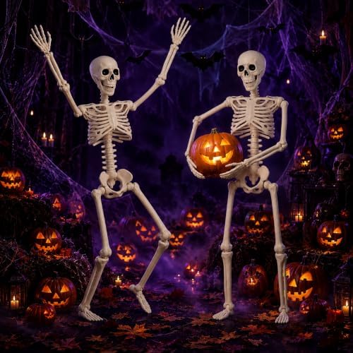 Abakuku 2 Pack 36" Halloween Skeleton Decorations,Human Bones for Halloween Party with Movable Joints,for Haunted Houses, Front Lawn, Graveyard Props - Image 3