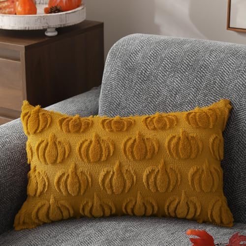 DFXSZ Fall Pillow Covers 12x20 2Pcs Yellow Pumpkin Fall Decoration for Home - Image 3
