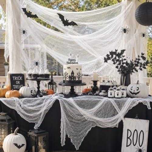 5 Pcs White Halloween Gauze Creepy Cloth Fabric Tapestry Decor Decorations - Image 5