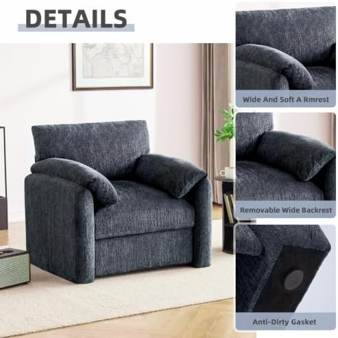 Howjoe 2 Pack Accent Chair for Living Room, Oversized Armchair, Blue - Image 4