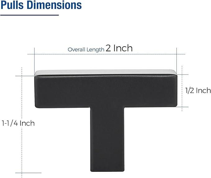 JOY DECOR 25 Pack Cabinet Knobs, Black Cabinet Handles, 2 Inch Kitchen Knobs, Single Hole Drawer Hardware for Dresser Drawers