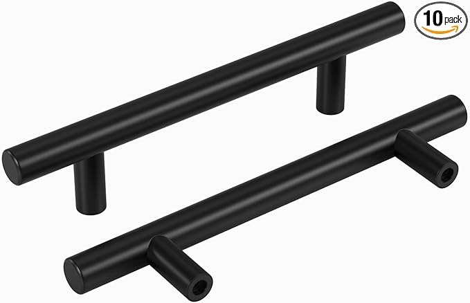 homdiy Black Cabinet Handles 20Pack 3-3/4inch Hole Center Kitchen Drawer Pulls and Knobs Stainless Steel Cabinet Hardware for Bathroom, Cupboard