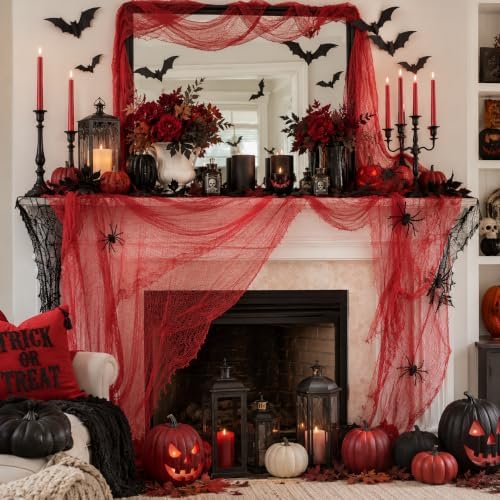 Set of 5 Red Halloween Gauze Creepy Cloth Fabric Tapestry Decor Decoration - Image 3