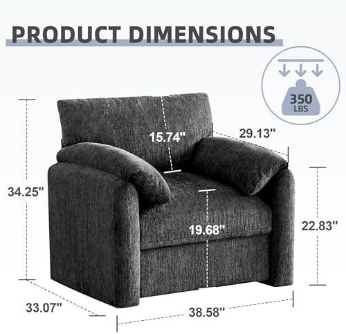 Howjoe Accent Chair for Living Room, Oversized Reading Armchair, Gray - Image 2