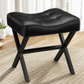 Memobarco 18-Inch Large Leather Vanity Stool Chair, Black Makeup Stool by MEMOBARCO