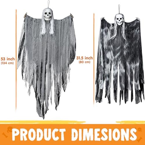 JOYIN 3 Pcs Hanging Halloween Skeleton Ghosts Decorations Outdoor, Grim Reapers for Best Halloween Outdoor Decorations, Haunted Haunted House Prop, Party Supplies - Image 5