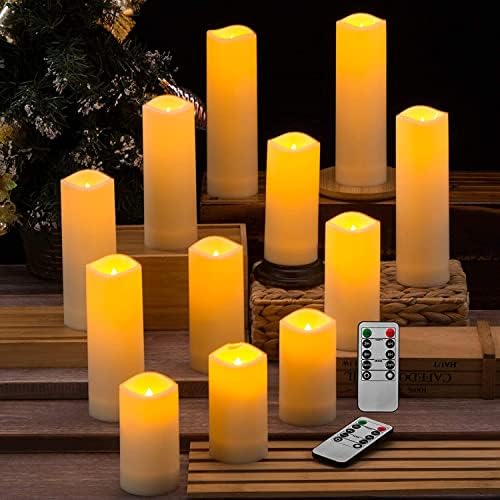 YOROXRG 12 Pack Flameless Candles Battery Operated Waterproof Led Candles (D:2.2" X H:4" 5" 6" 7") Candles with 2 Remotes Contro for Wedding, Party, Birthday - Image 5