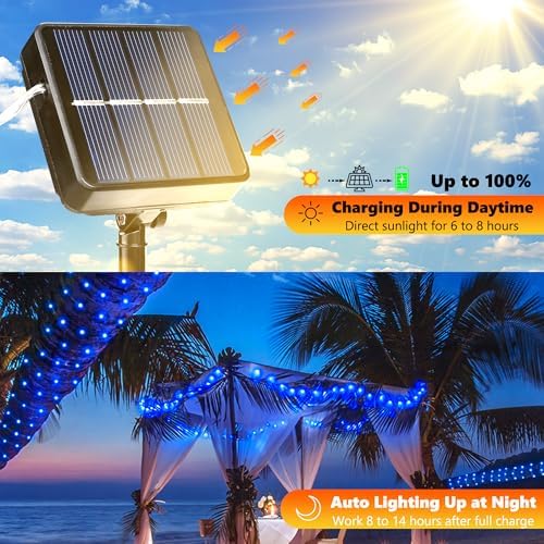 Joomer Solar Fairy Lights, 2-Pack Total 80FT 240LED String Lights, Blue - Image 2