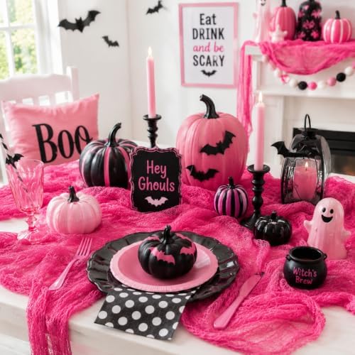 Set of 5 Pink Halloween Gauze Creepy Cloth Fabric Tapestry Decor Decoration - Image 4