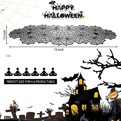 Halloween Table Runner, Black Lace Spider Web Table Runners, 18 x 72Inch - Image 4